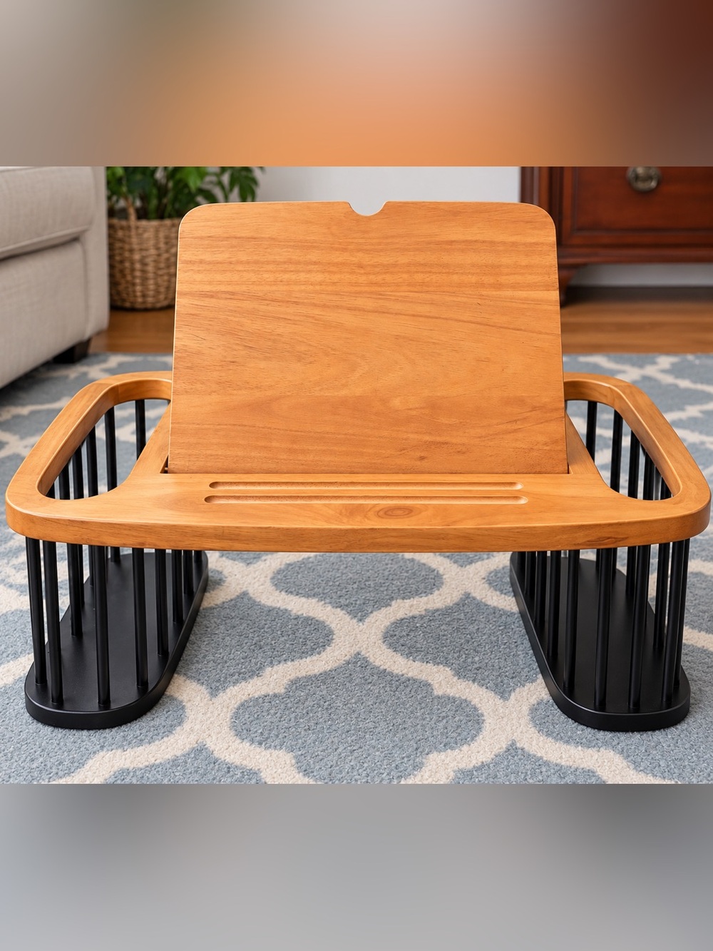 Wooden Lift-Top Lap Desk with Side Storage